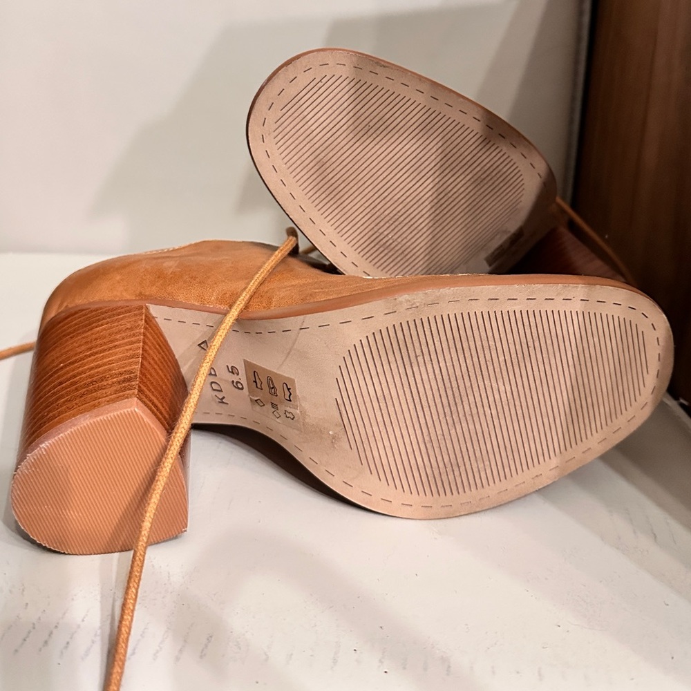 Vintage Kelsi Dagger Cognac Leather Lace-Up Block Heel Oxfords - Picture 6 of 8